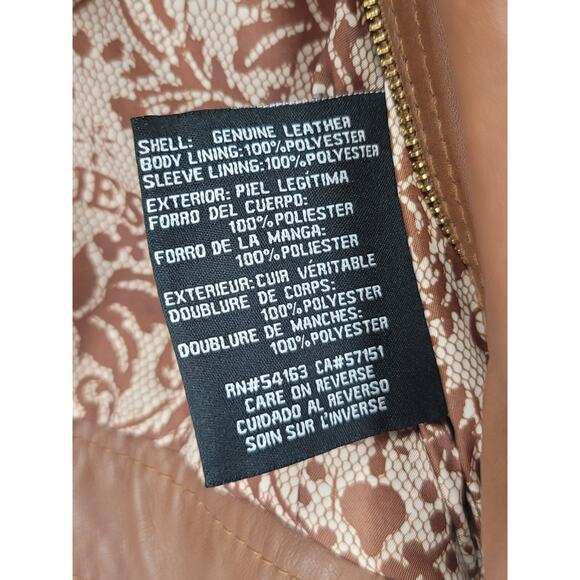 Guess Brown Leather Jacket Size‎ Large – Moto Zip Style - Picture 5 of 6